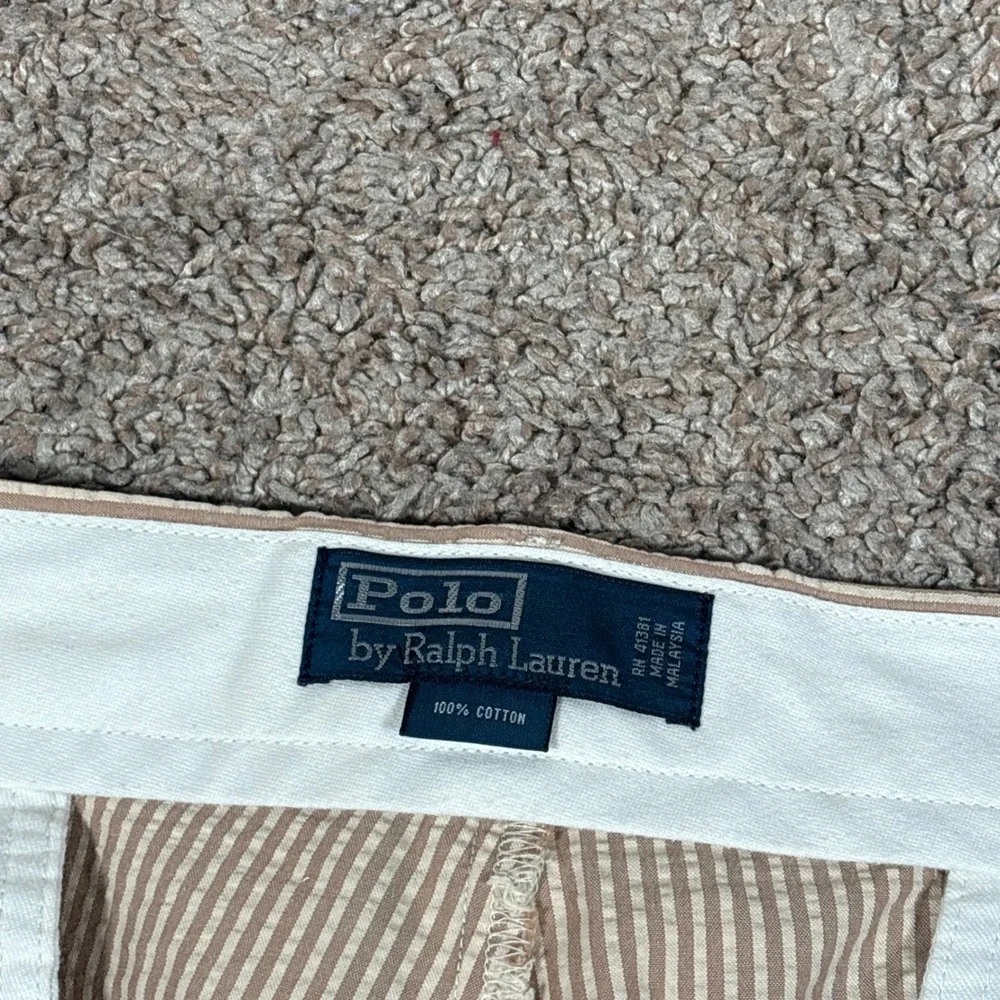 Polo Ralph Lauren Mens Tan White Seersucker Striped Cotton Pants 40x30 Straight